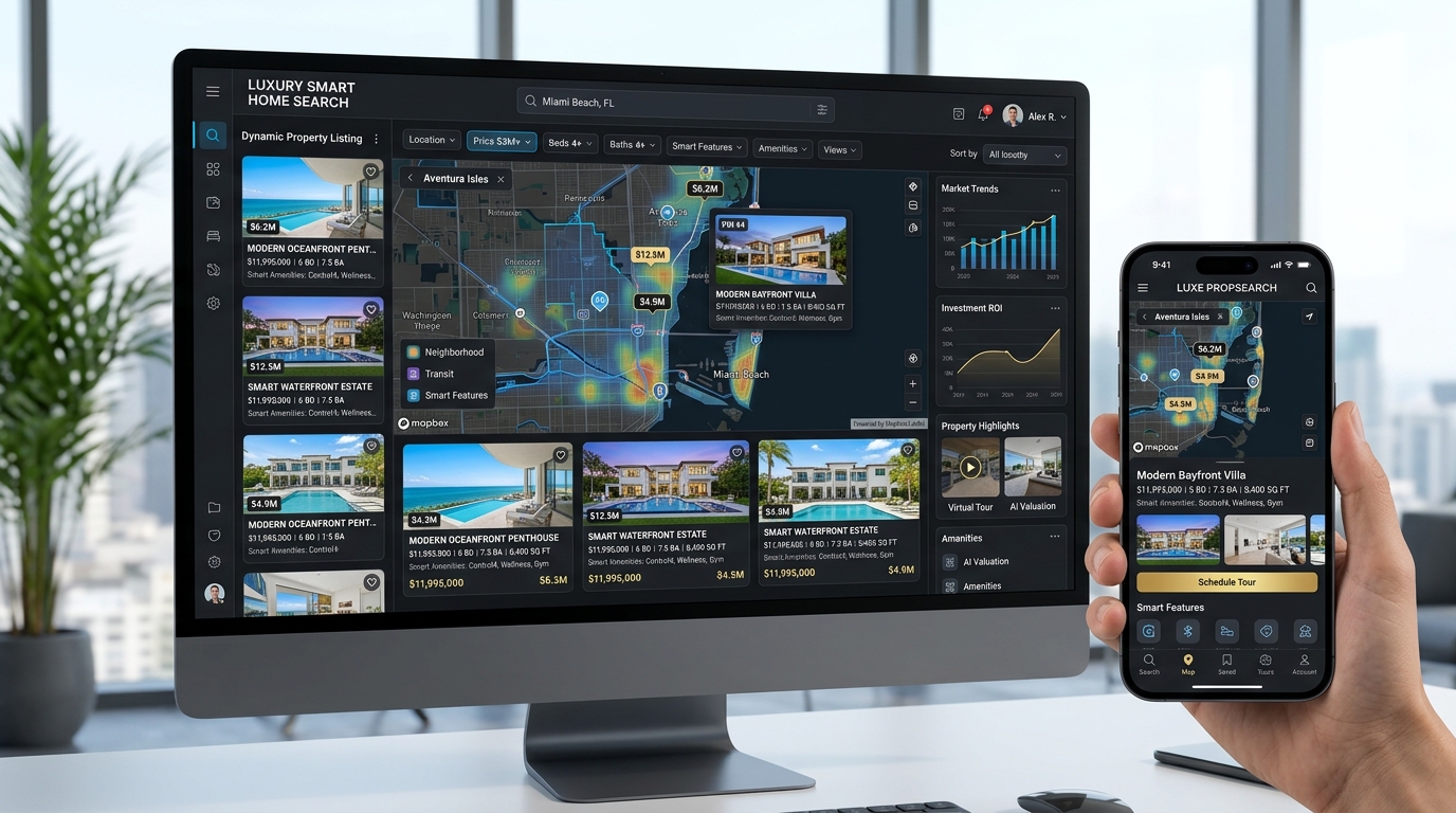 Real estate application features dashboard