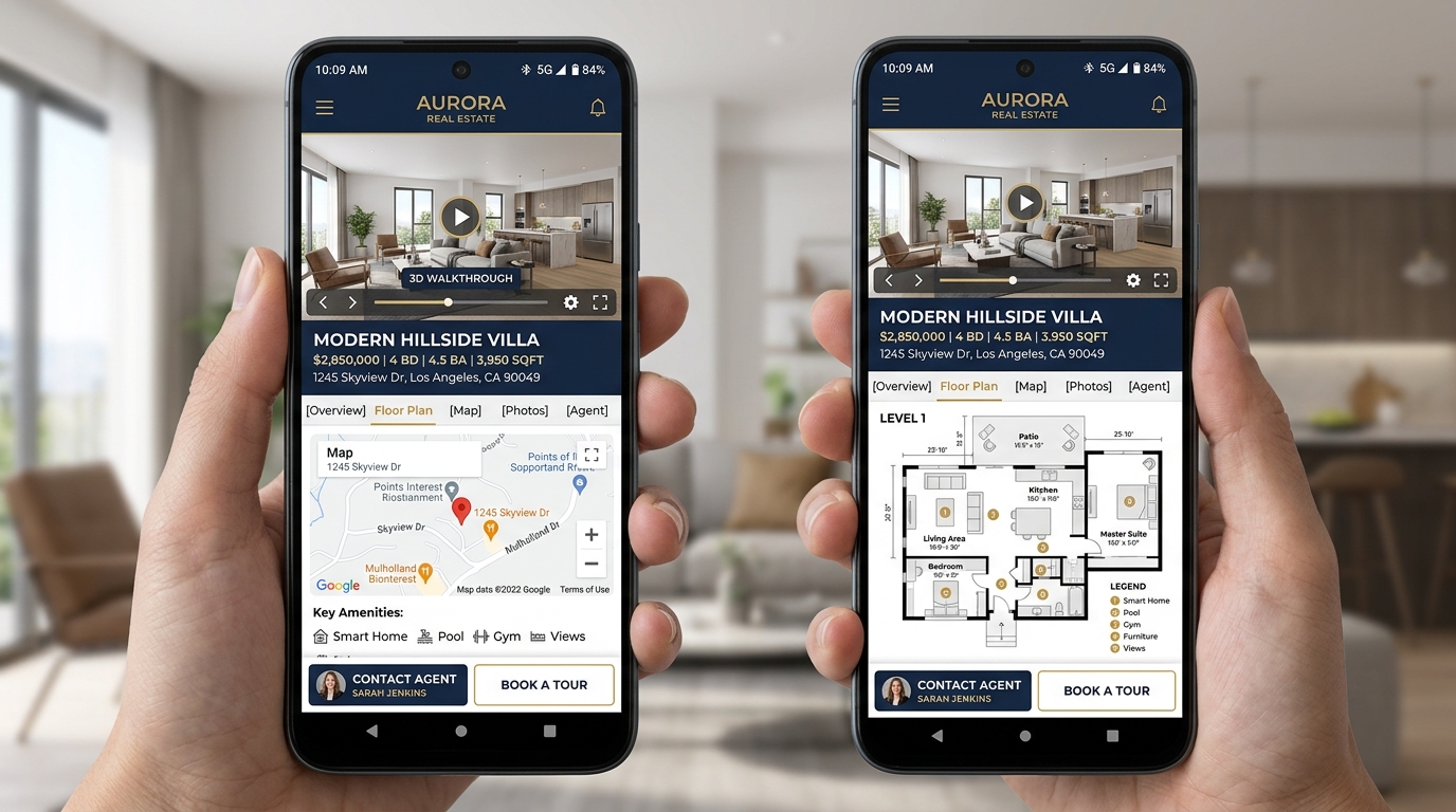 Modern real estate mobile application interface
