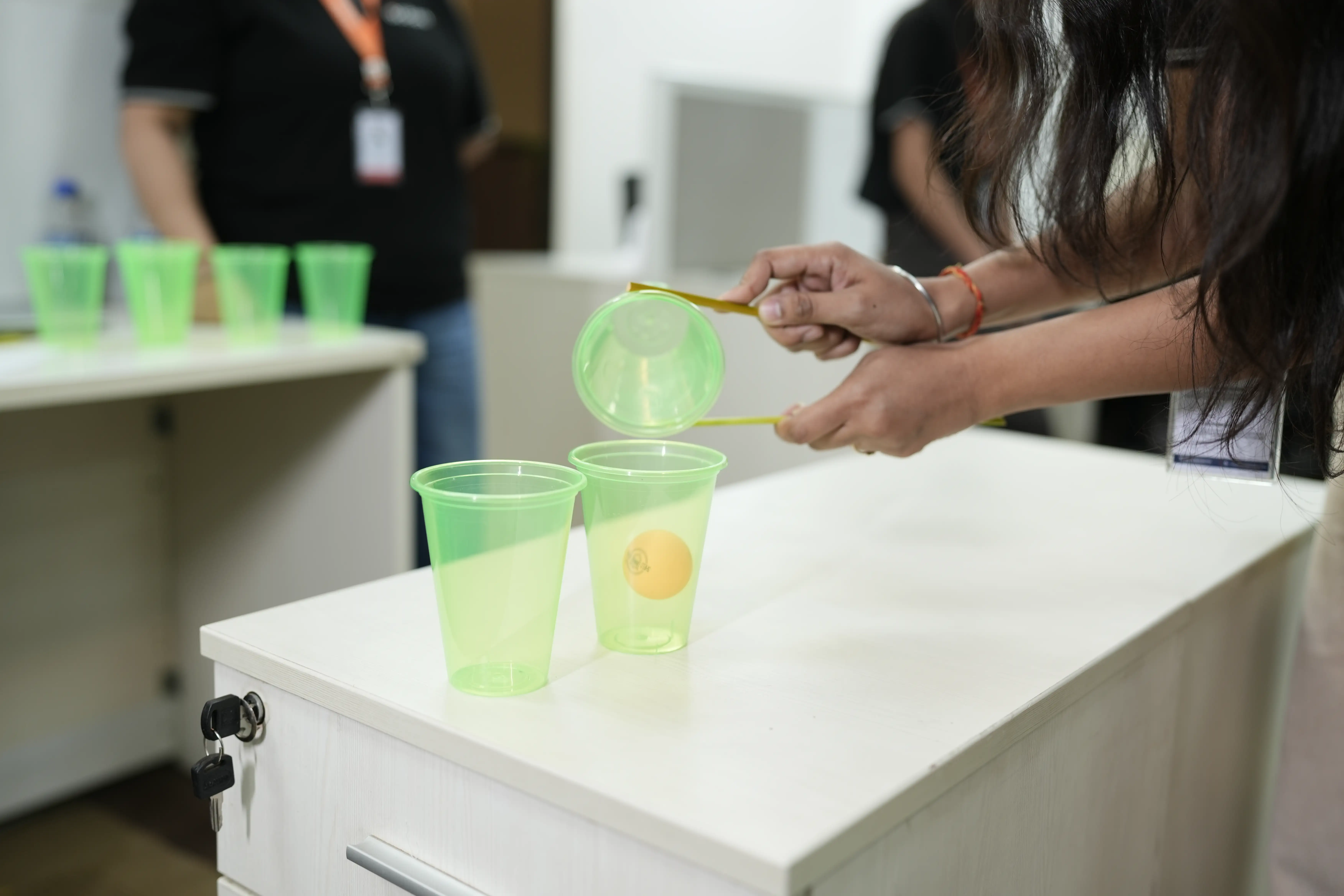 Ocean team playing a light office game