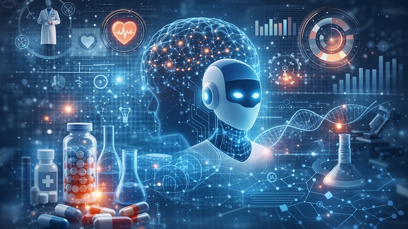 Trends illustration for pharma and AI